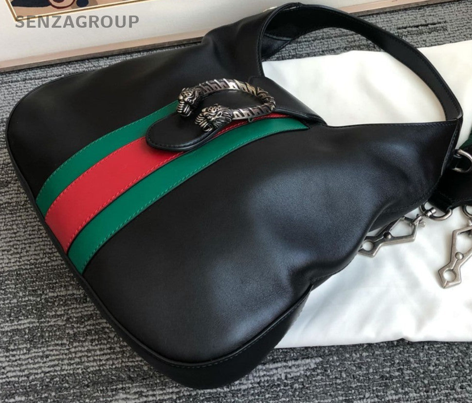 GUCCI Hobo Shoulder bag 2way Handbag Classic color combinations Women Black
