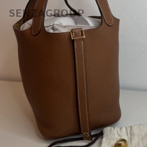 HERMES Picotin Lock Shoulder Handbag Brown Gold Used Women Classic Designer