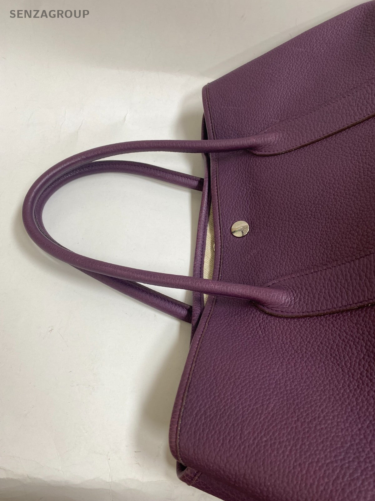 Hermes Garden Party36 Top Handle Bag Purple Silver Used Women Classic Fashion