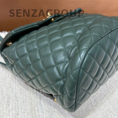 Chanel Salzburg Small Backpack Green Gold Quilted Fashion Women