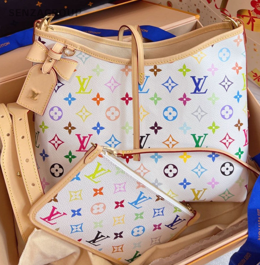 Louis Vuitton X Takashi Murakami Carryall PM Shoulder Bag White Used Women