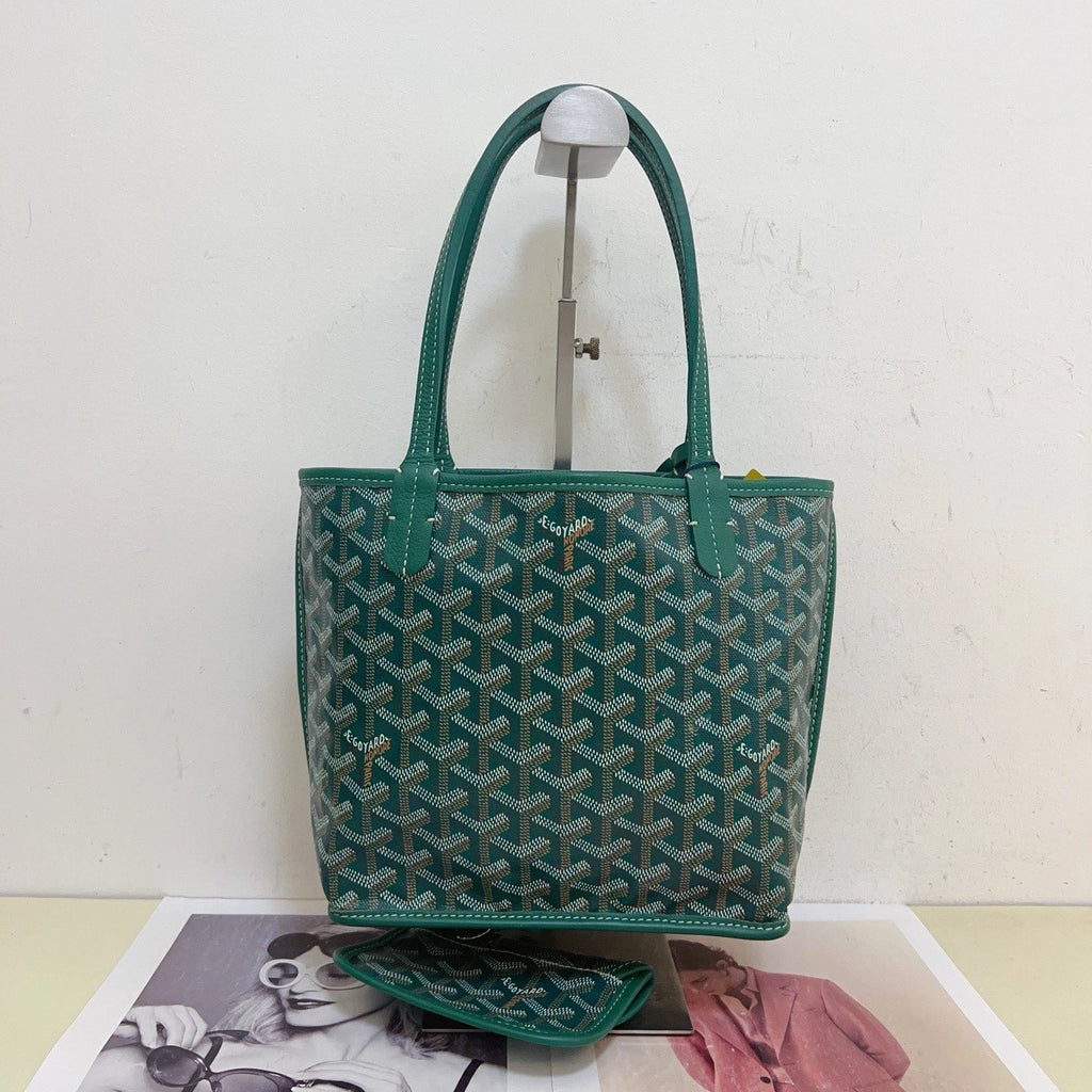Goyard Tote Mini Green Silver Shoulder Bag Used Women Classic