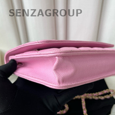 Chanel Quilted WOC Chain Bag Pink Gold Classic Fashion Women