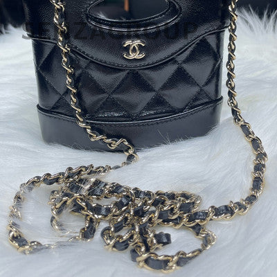 Chanel 31 Mini Black Gold Chain Shoulder Crossbody Bag Quilted Pattern