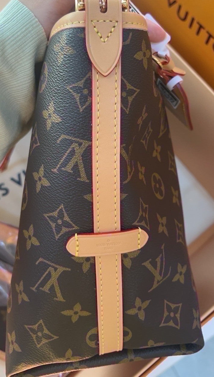 Louis Vuitton Carryall PM Monogram Shoulder Bag Brown Gold Used Women Classic
