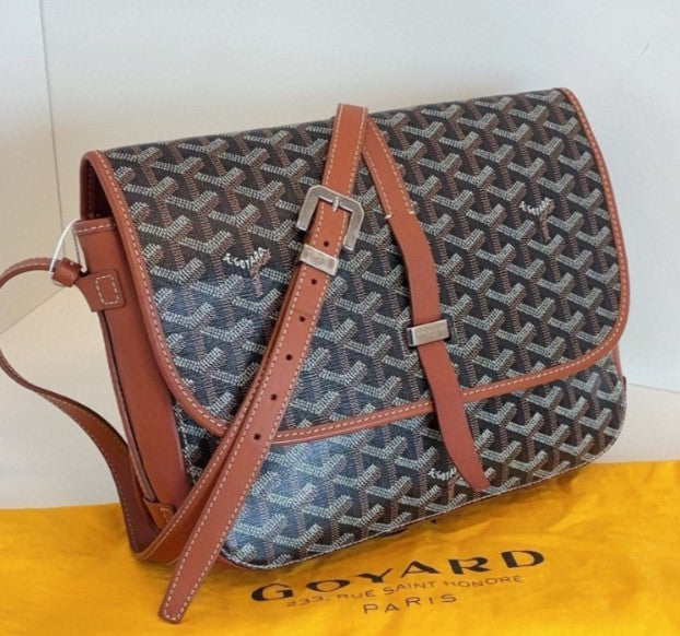 Goyard Belvedere 2Way Shoulder Bag Crossbody Brown Silver Unisex Adults Classic