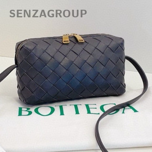 Bottega Veneta Intrecciato Mini Leather Crossbody Black Silver Women Classic