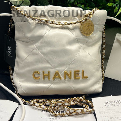 Chanel 22 Mini Bag White Gold Chain Shoulder Crossbody Women Classic