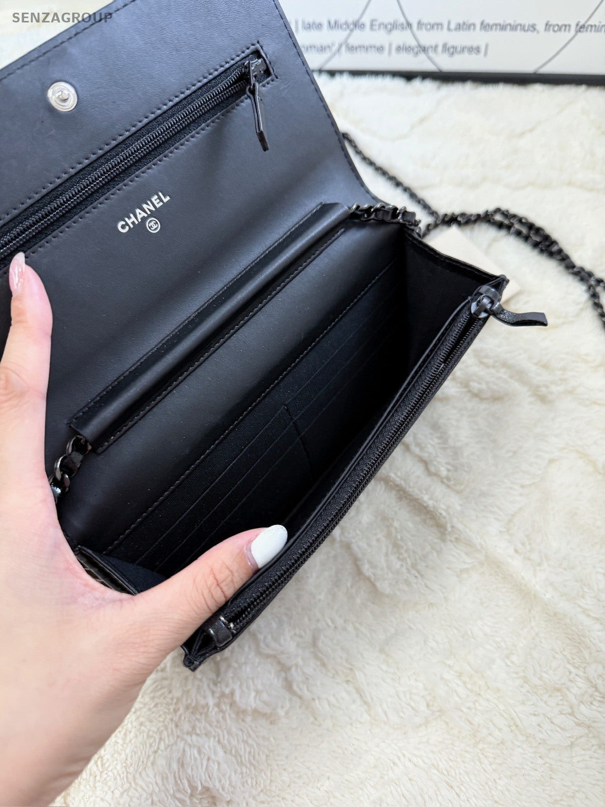 Chanel Le Boy WOC Black Silver Chain Shoulder Crossbody Bag Women Classic