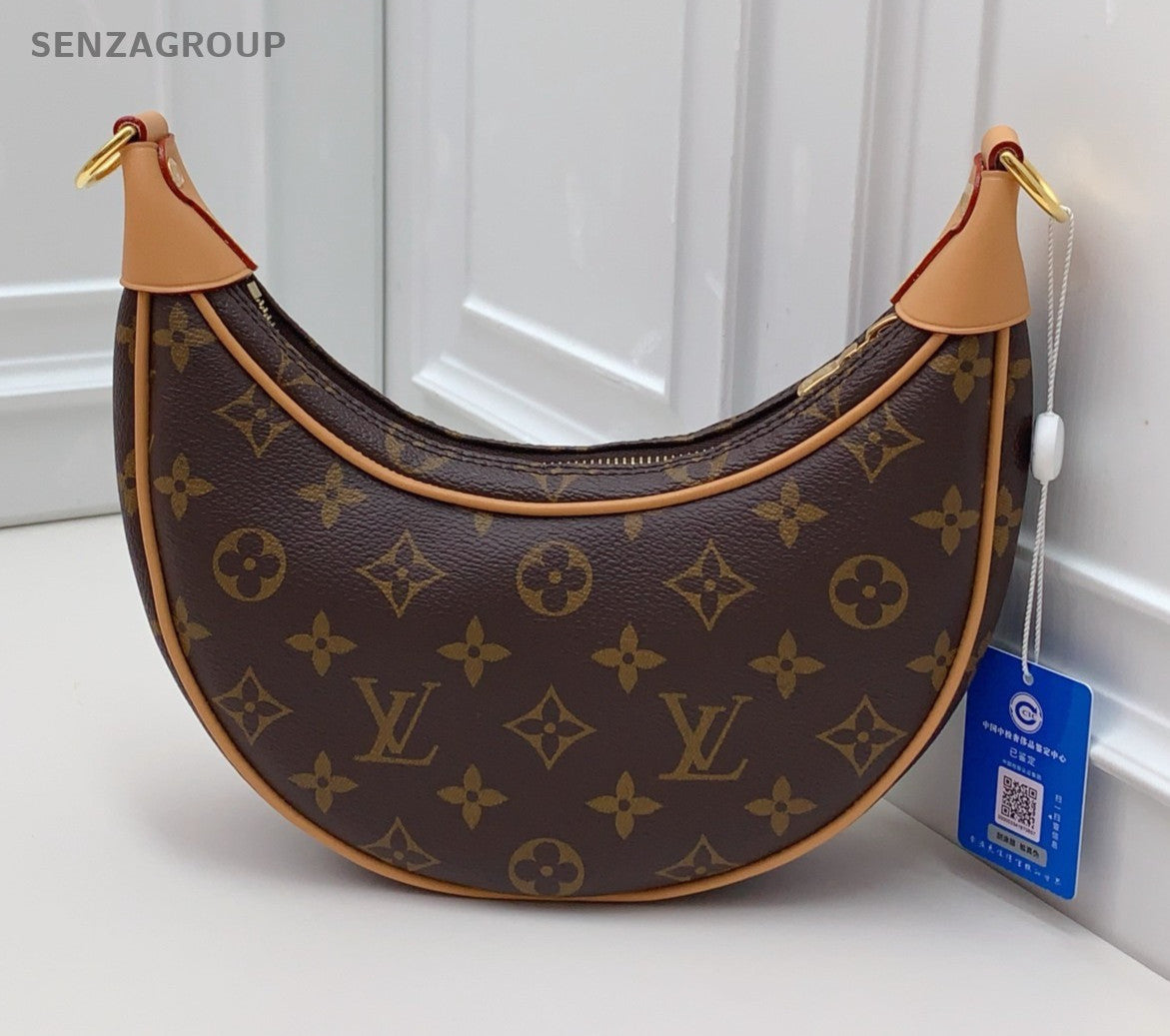 Louis Vuitton Loop Monogram Chain Shoulder Bag Brown Gold Women Classic