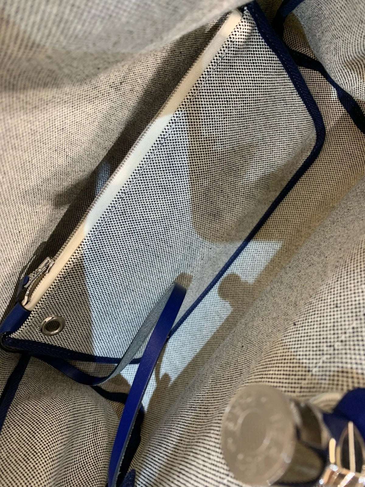 Hermes Herbag31 Canvas Tote Bag For Women Ink Blue Silver