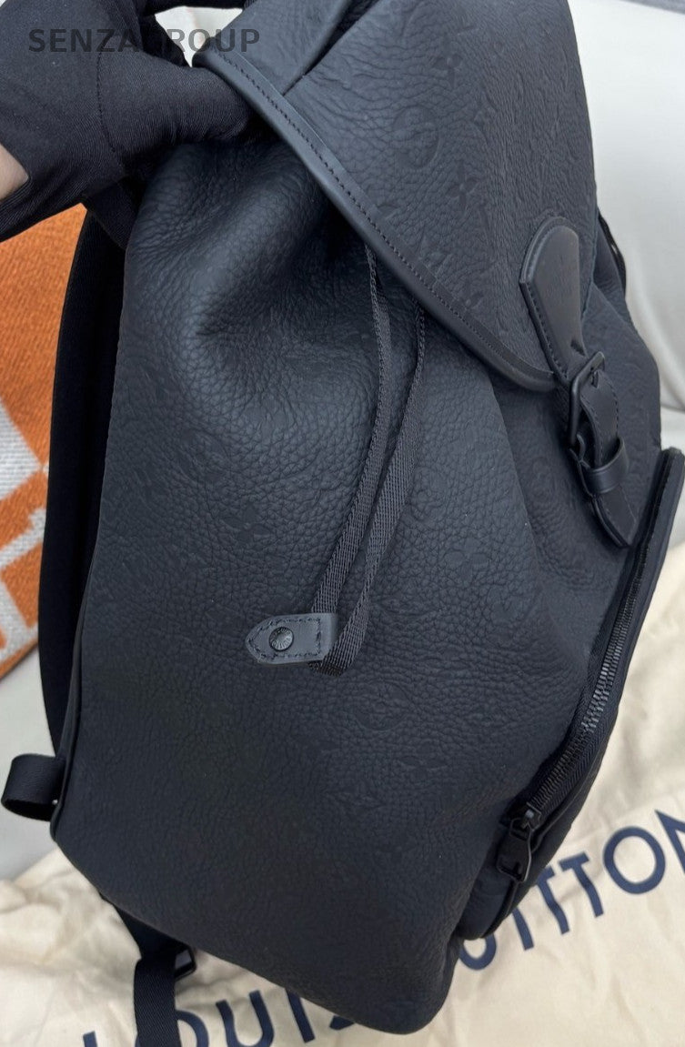 Louis Vuitton Montsouris Calfskin Backpack Black Unisex Adults Classic