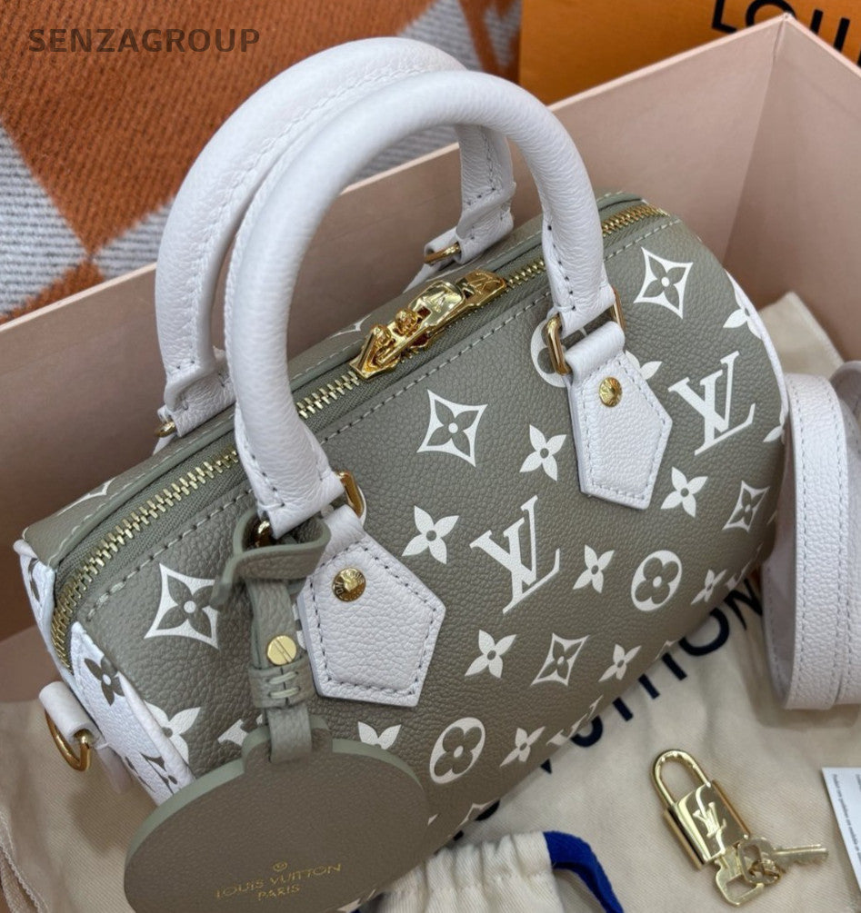 Louis Vuitton Speedy20 Monogram Calfskin Top Handle Crossbody Green Gold Women