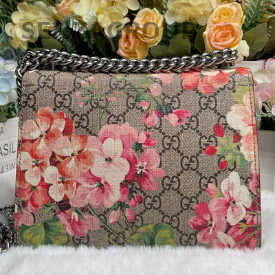 Gucci Dionysus Small Chain Shoulder Crossbody Bag Brown Red Silver