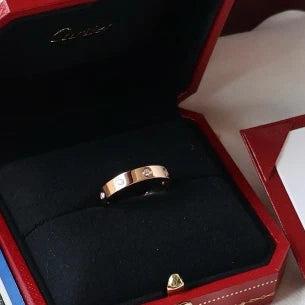 Excellent Cartier Love Small Band Ring 18k Rose Gold 8P Diamonds EU56/US7.5