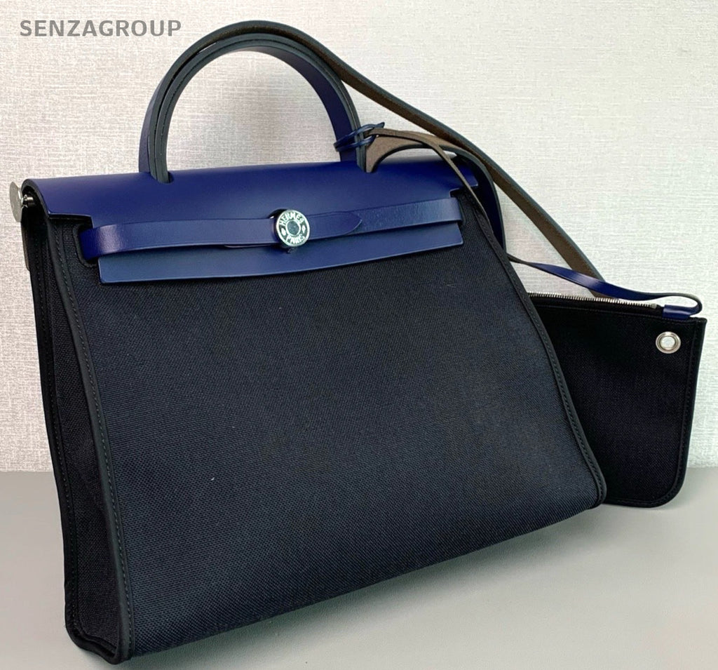 Hermes Herbag31 Top Handle 2way Shoulder Handbag Canvas Black Women