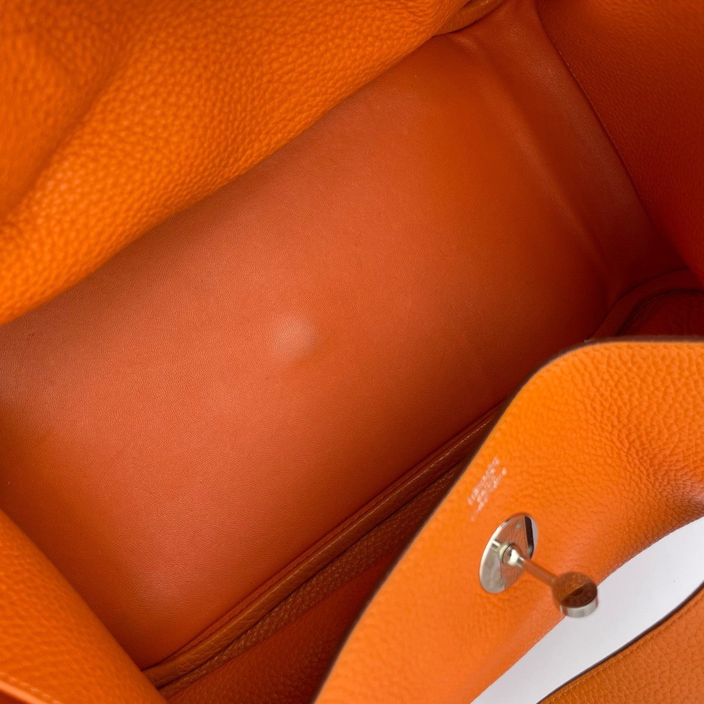 Hermes Lindy34 Top Handle bag Shoulder Bag Orange Silver Women Classic Fashion