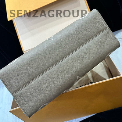 Louis Vuitton Monogram OnTheGo Tote Bag Medium Grey Gold Women's Fashion
