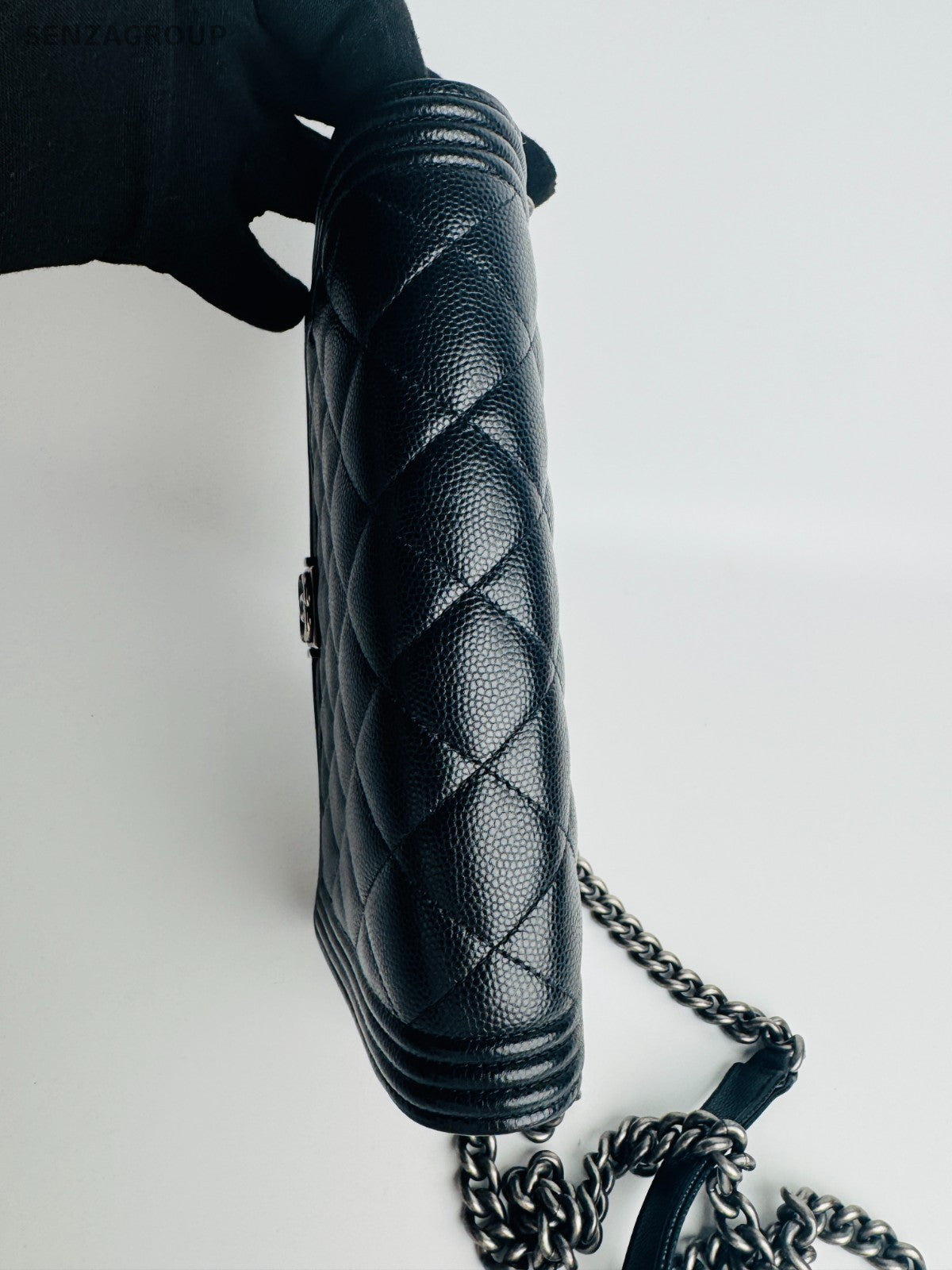 CHANEL Leboy Woc Diamond Pattern Chain Shoulder bag Crossbody Black Silver