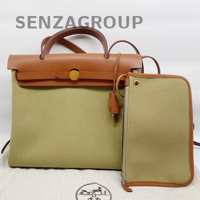 Hermes Herbag 31 Yellow Brown Gold Buckle Handbag Crossbody Bag Women