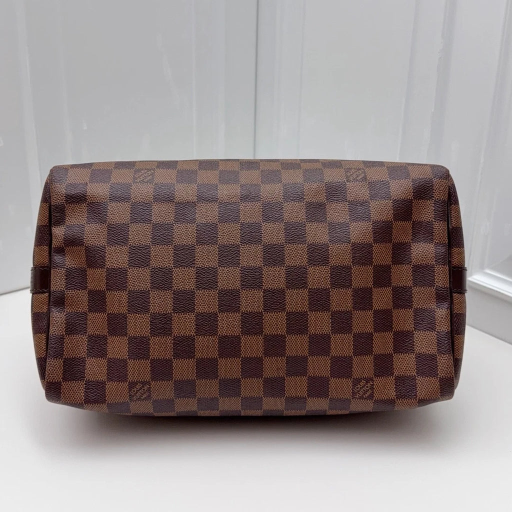 Louis Vuitton Speedy 30 Damier Ebene Top Handle Crossbody Bag Brown Women