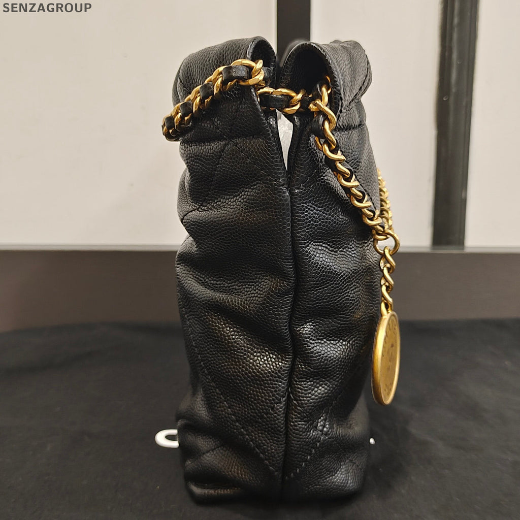 Chanel 22 Bag Mini Black Gold Chain Shoulder Bag Quilted Classic