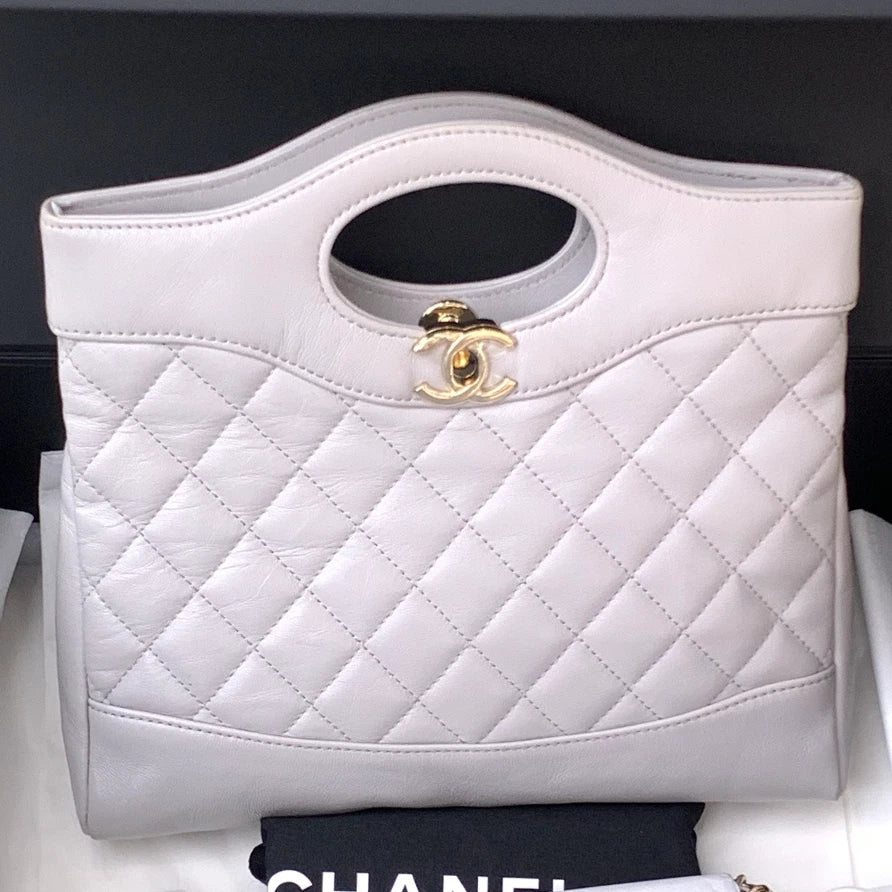 Chanel 31Bag Mini Lambskin Top Handle Shoulder Crossbody Bag Gray Women S