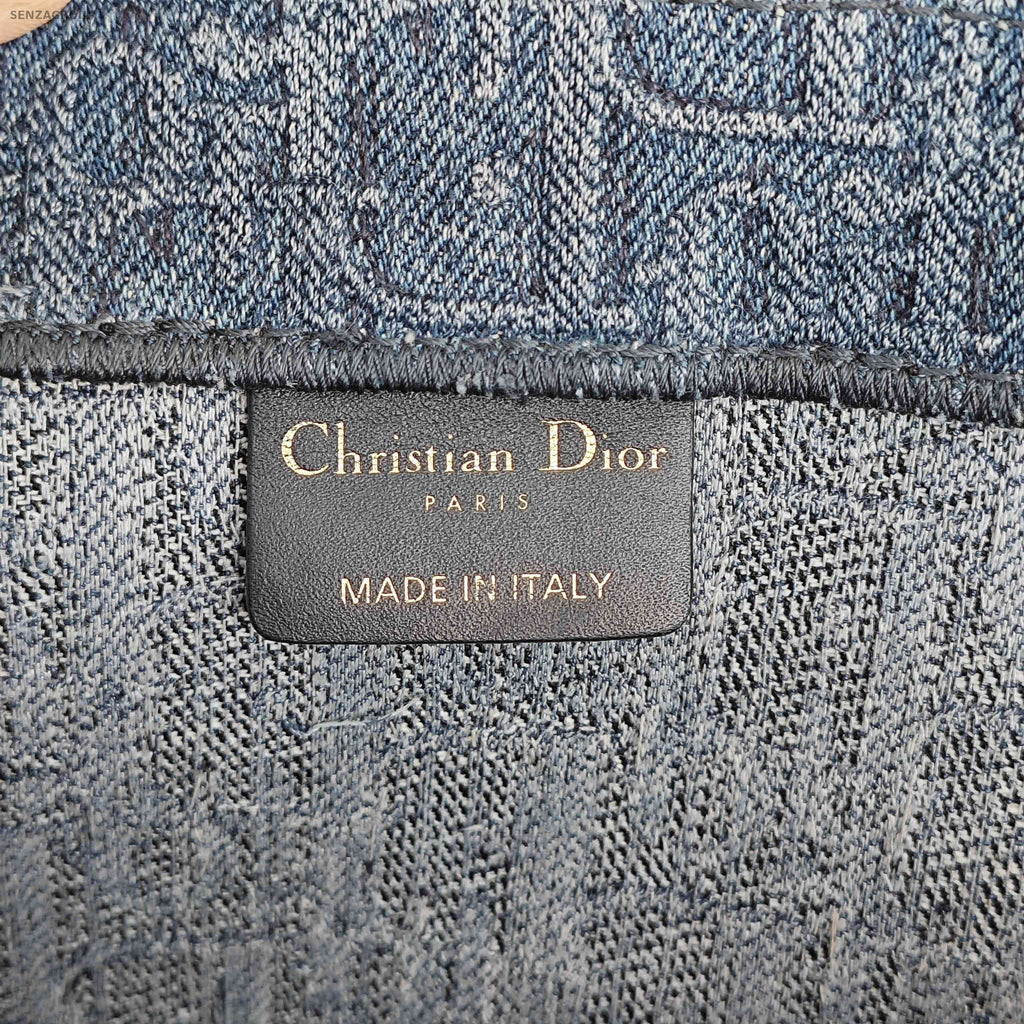 Dior Blue Oblique Denim Book Tote Bag - Classic Women's Handheld Shoulder Bag