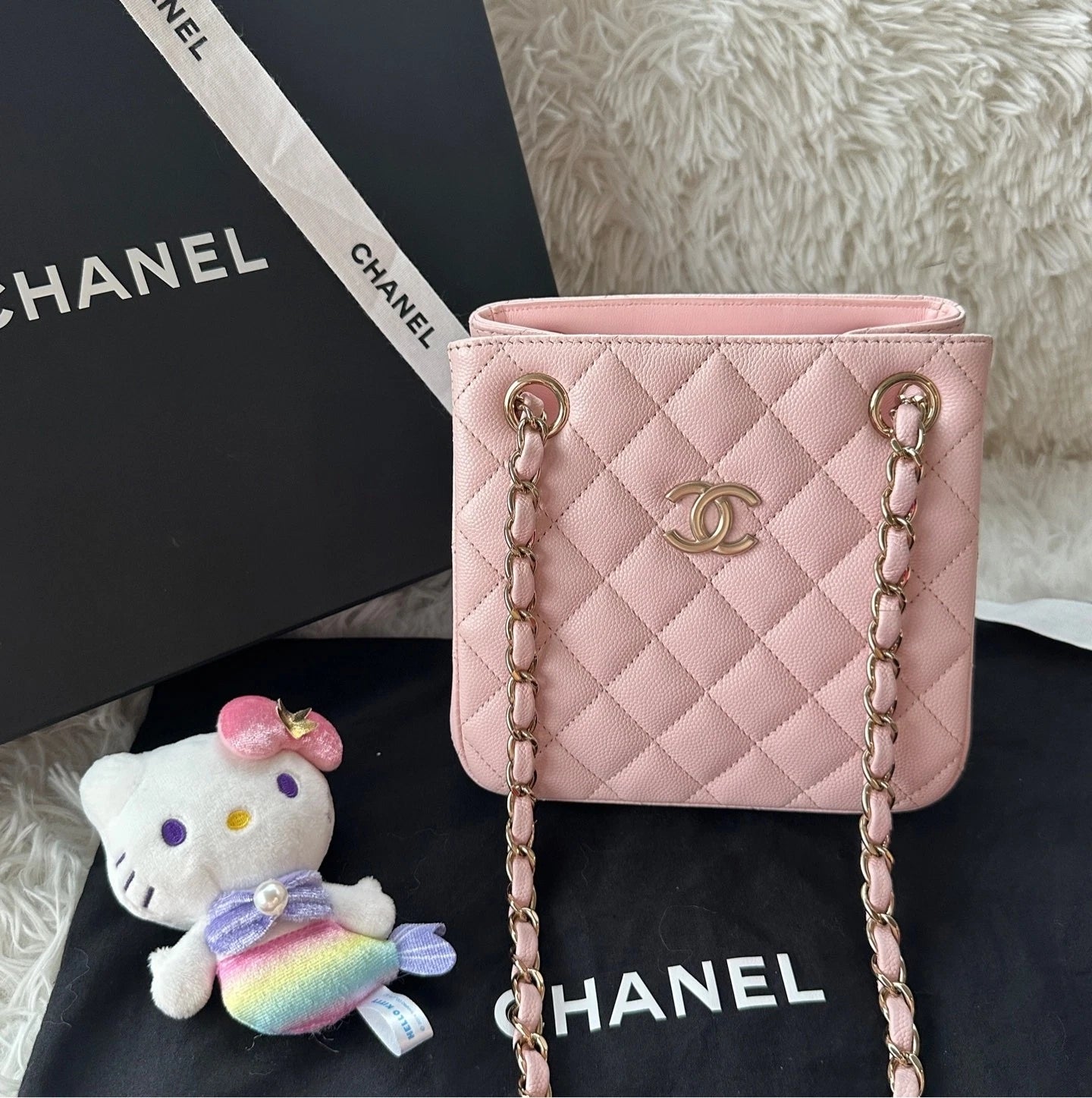 Chanel Light Pink Mini Tote Gold Hardware Leather Handbag For Women