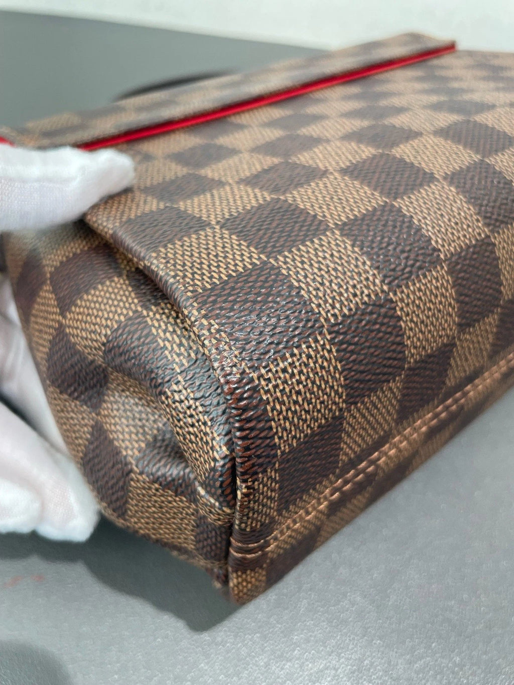 Louis Vuitton Croisette Damier Brown Gold Crossbody Top Handle Excellent