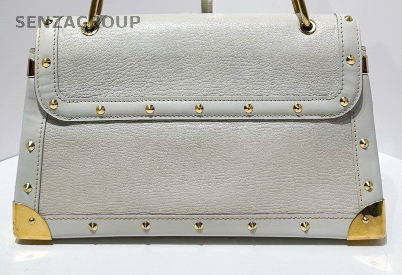 Louis Vuitton Lambskin Shoulder Bag White Gold Used Women Classic