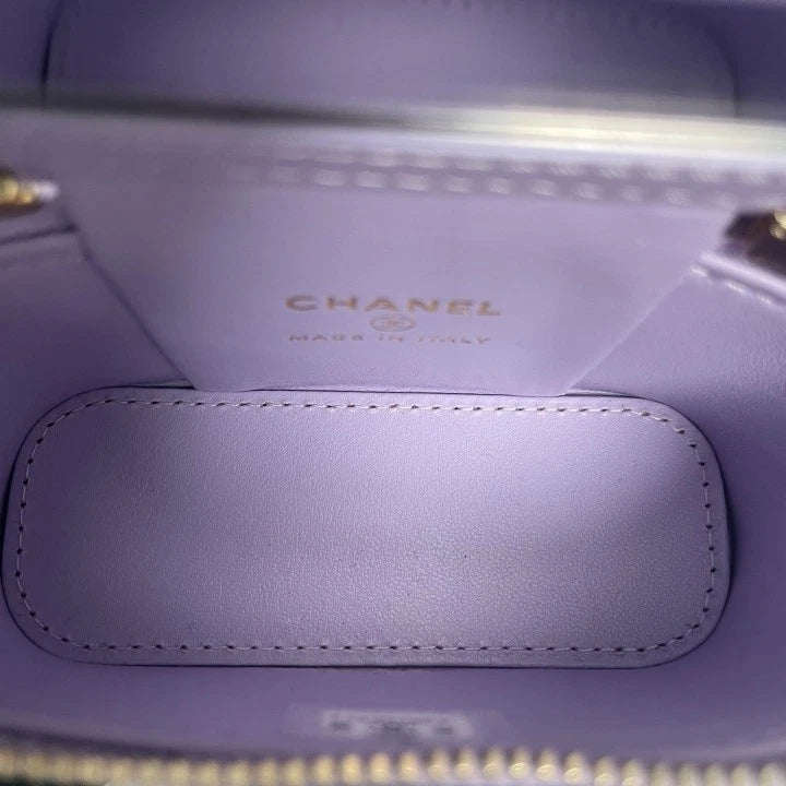 CHANEL 26C Purple Calfskin Leather Box Handbag For Women