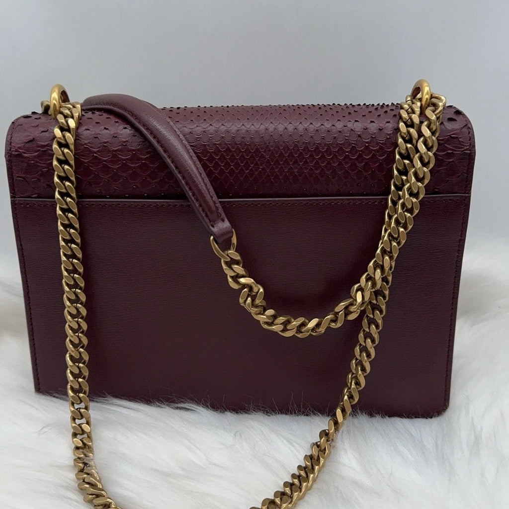 YSL Red Scale Pattern Leather Shoulder Crossbody Bag For Women