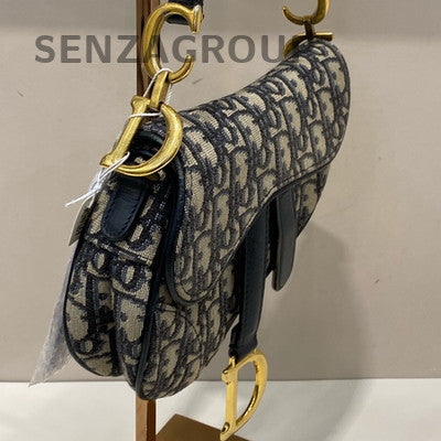 Dior Saddle Bag Small Blue Oblique Canvas Gold Hardware Classic Women