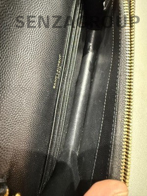 Saint Laurent Envelope Chain Shoulder Bag Black Gold Women's Classic Fashion