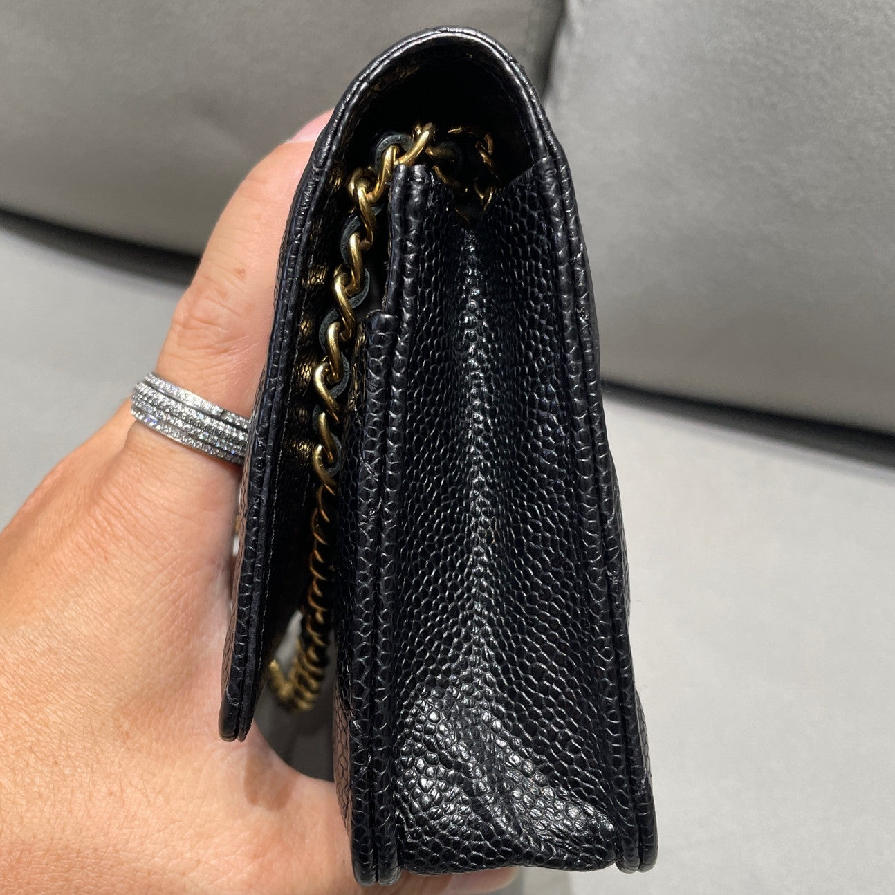 Chanel WOC Black Caviar Quilted Chain Shoulder Crossbody Bag Classic