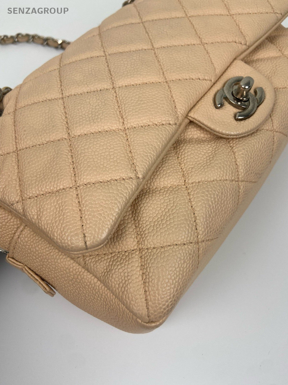 Chanel Classic Flap Easycoco Chain Shoulder Bag Crossbody Beige Silver Women