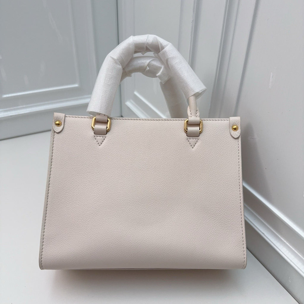 Louis Vuitton Lock Go Calfskin Tote Top Handle Bag Pink Gold Used Women Classic