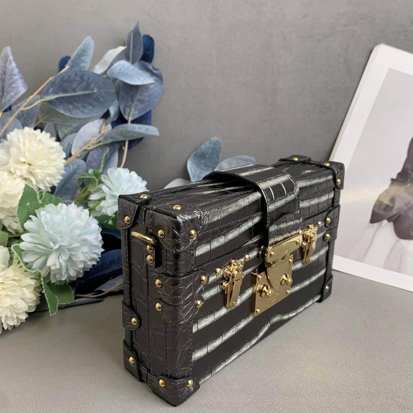 Louis Vuitton Limited Gradient Silver Petite Malle Box Bag Women