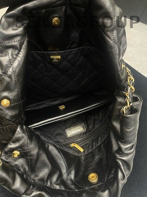 Chanel 22 Bag Small Black Gold Quilted Chain Shoulder Bag