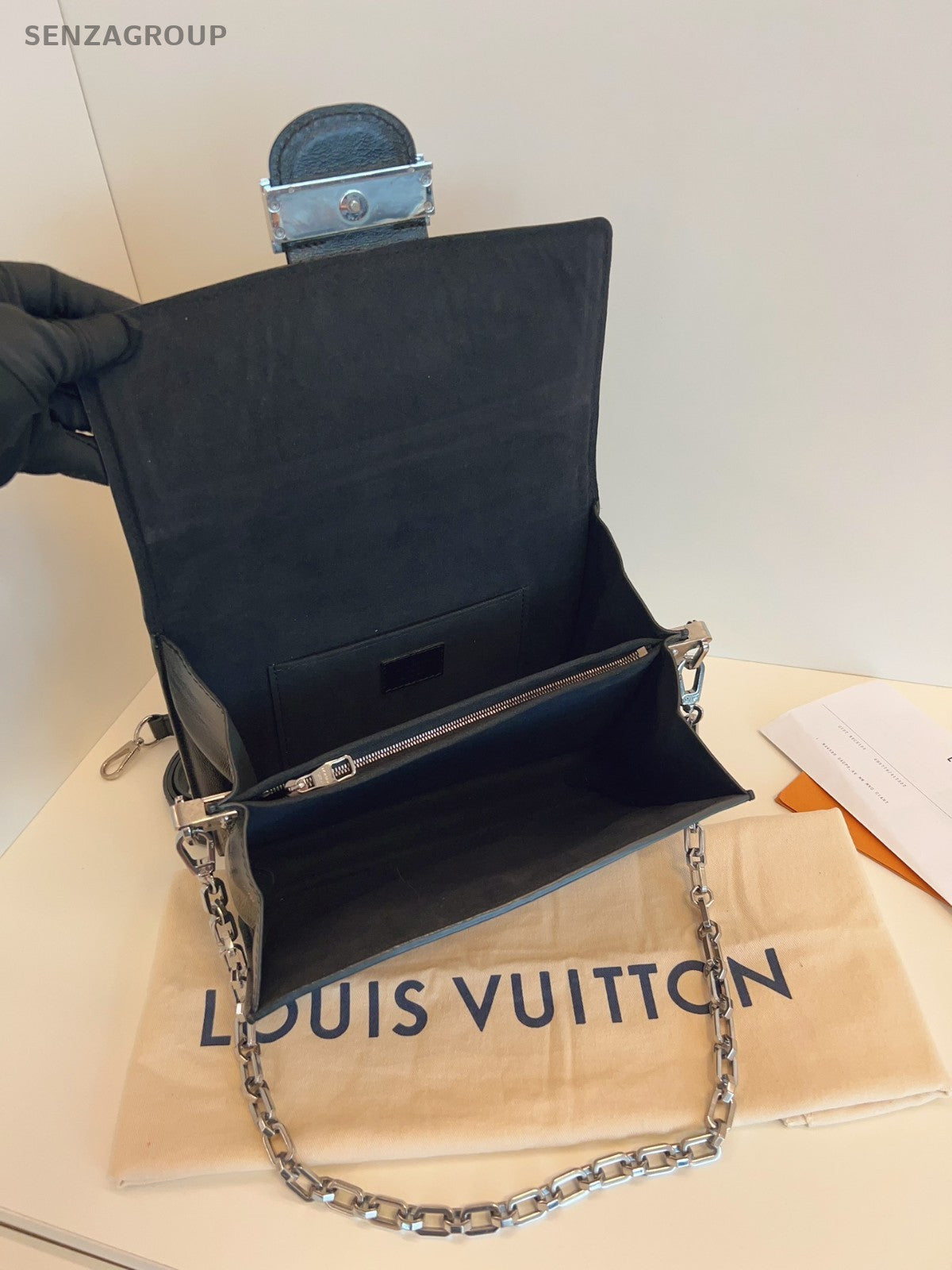 LOUIS VUITTON Monogram Black Brown Dauphine MM Shoulder Bag