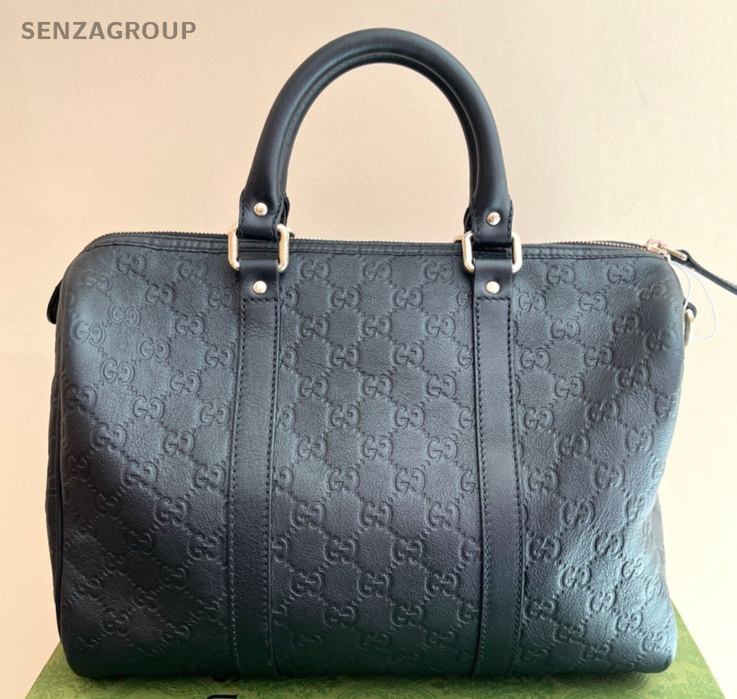 Gucci Boston Top Handle Bag Black Silver Used Women Classic