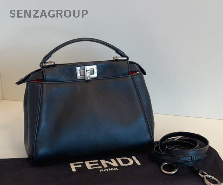 Fendi peekaboo mini Top Handle Shoulder Crossbody Bag Women Black