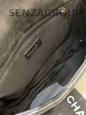 Chanel Classic Flap Black Caviar Gold Chain Shoulder Bag Quilted