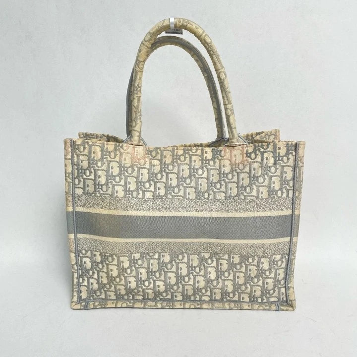 Dior Book Tote Canvas Gray Tote Bag Excellent