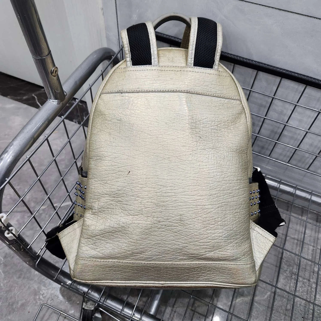 MCM Shiny Silver Studded Small Backpack For Women