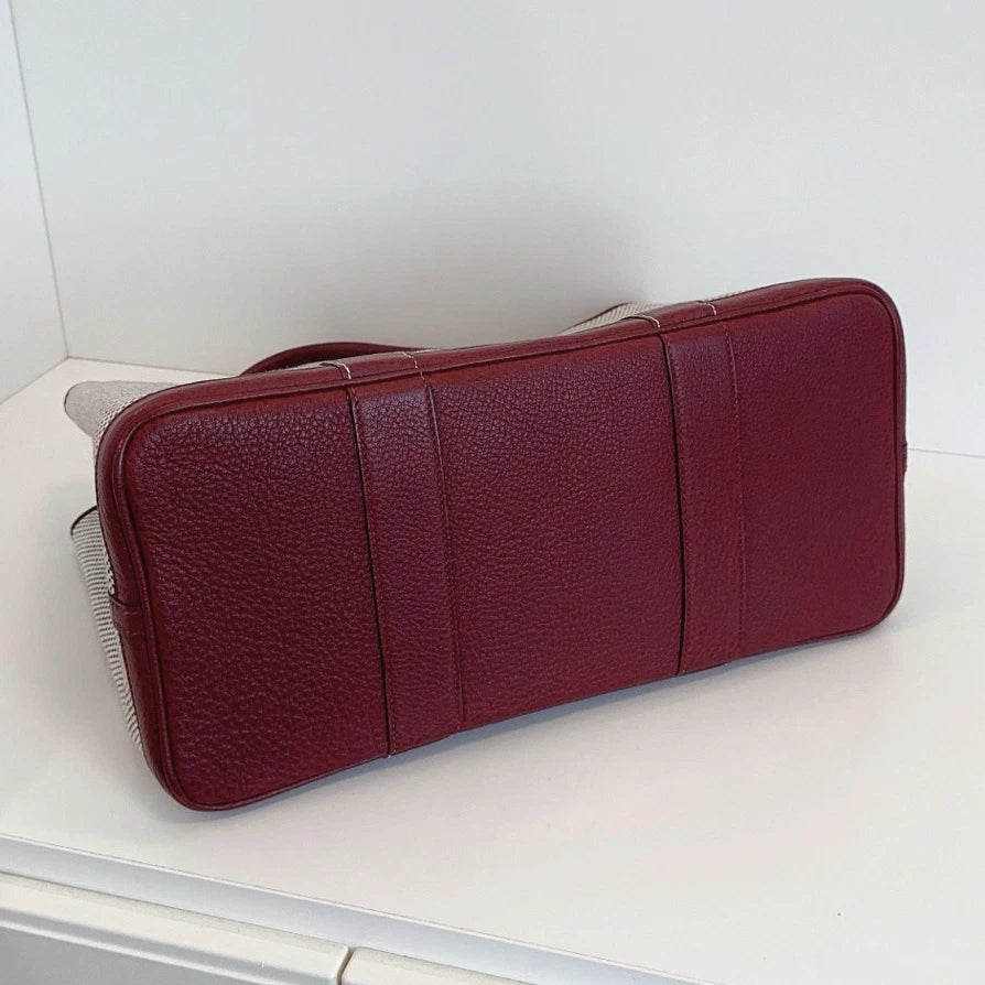 Hermes Garden Party 36 Tote Top Handle Bag Red Beige Women Fashion