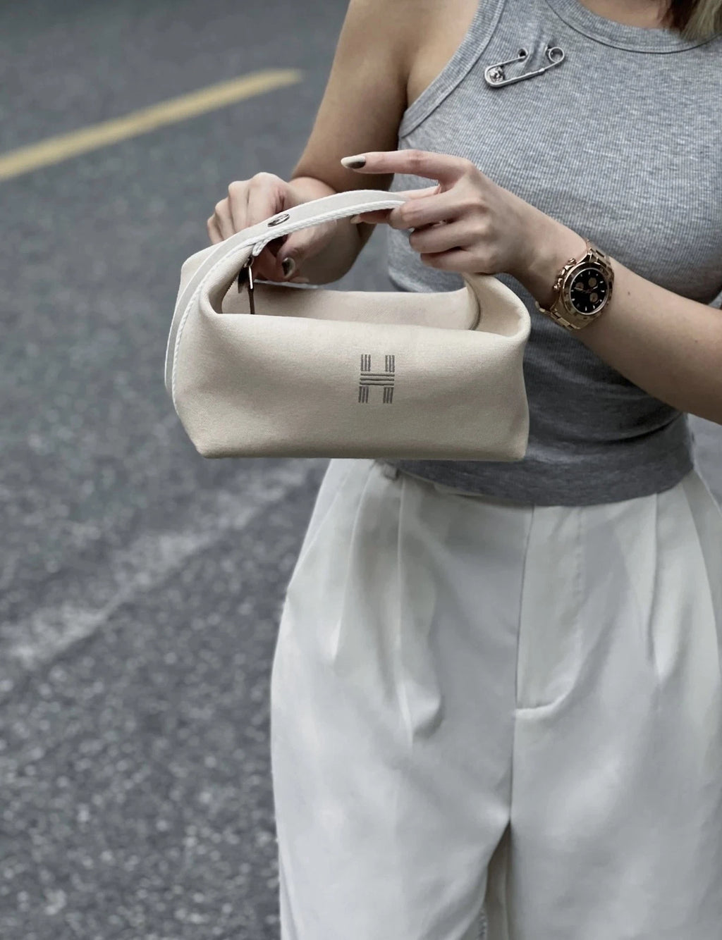 Hermes Canvas Beige Bride a Brac Large Shoulder Bag For Women