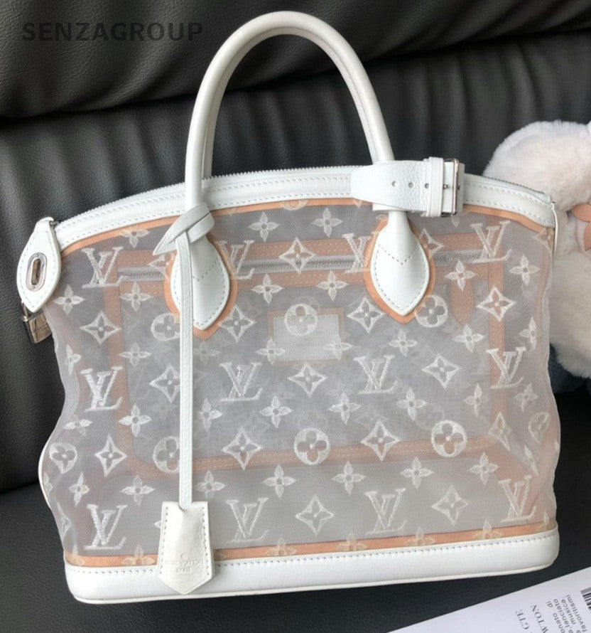 Louis Vuitton Lockit Lace and transparent Top Handle Handbag Women White