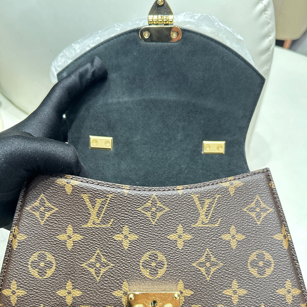 LV Tilsitt Monogram Brown Gold Buckle Handbag Shoulder Bag Women